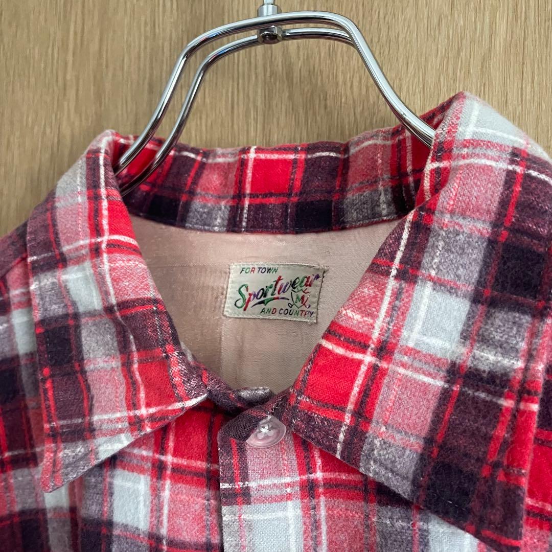 1950s プリントリブネルシャツ 希少