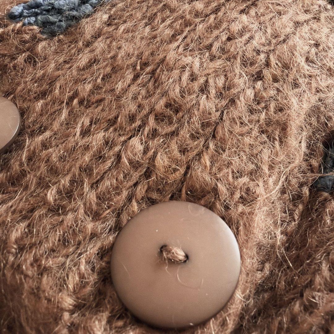 UK Vintage 80s 刺し子風 モヘア ニット セーター カーディガン