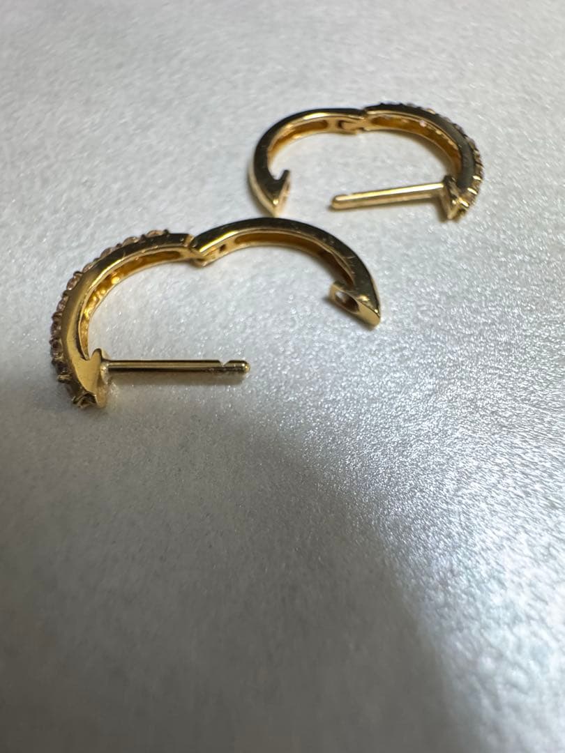 K18 ダイヤ0.2ct ゴールド フープピアス
