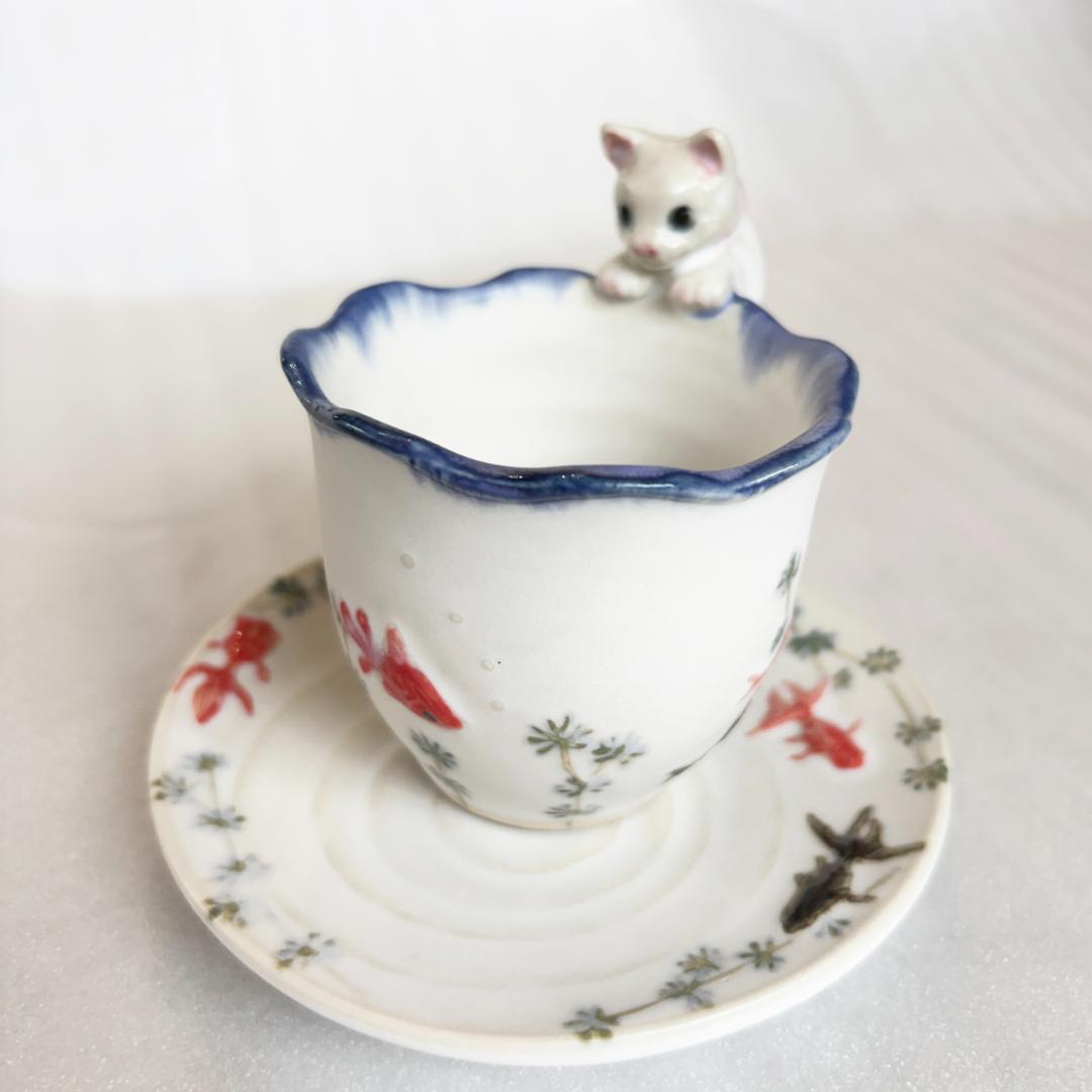 うつわやみたす ネコ 猫 カップソーサー 器 陶器 作家 うつわや みたす
