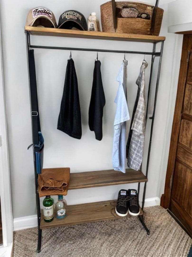 2段棚　ラック　アンティーク風　ハンドメイド　　アイアン家具