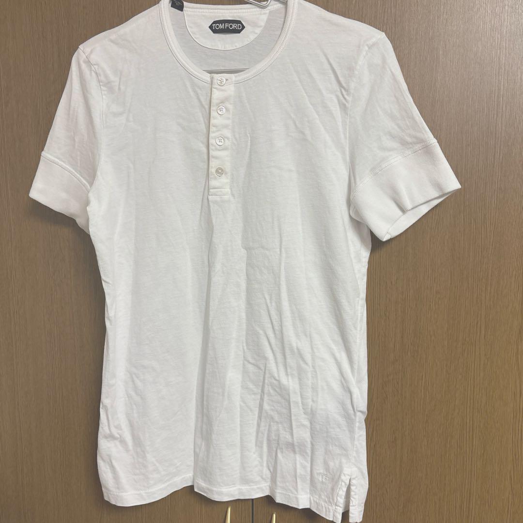 トムフォード TOM FORD ヘンリーネックTシャツ 46 ホワイト メンズ