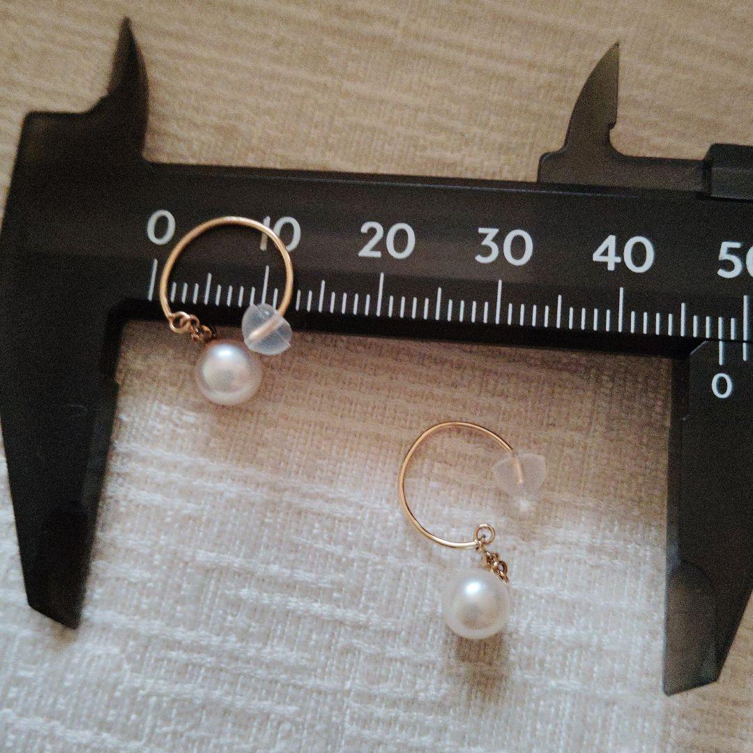 4℃　k18パールダイヤピアス　イエローゴールド　上品に華奢揺れパールピアス