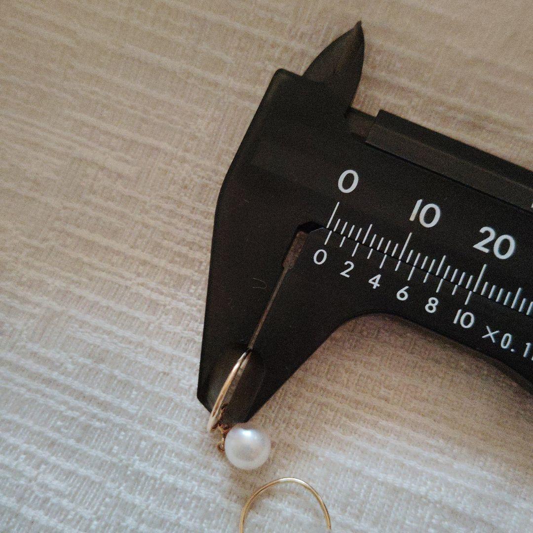 4℃　k18パールダイヤピアス　イエローゴールド　上品に華奢揺れパールピアス