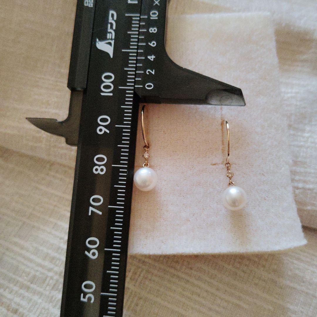 4℃　k18パールダイヤピアス　イエローゴールド　上品に華奢揺れパールピアス