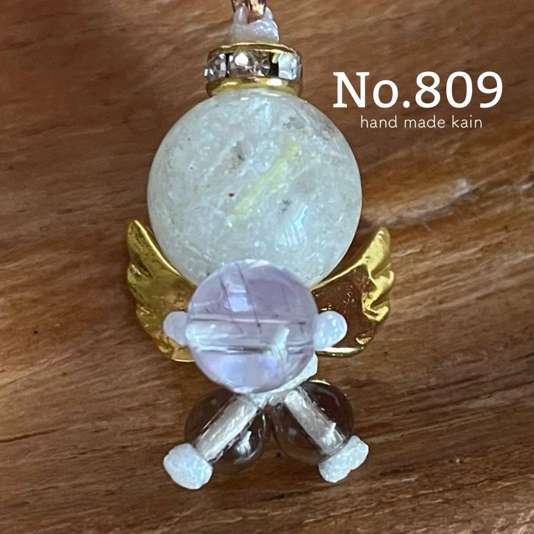 809 天然石　天使　ホワイトガーデンルチル　スモーキークォーツ　スーパーセブン