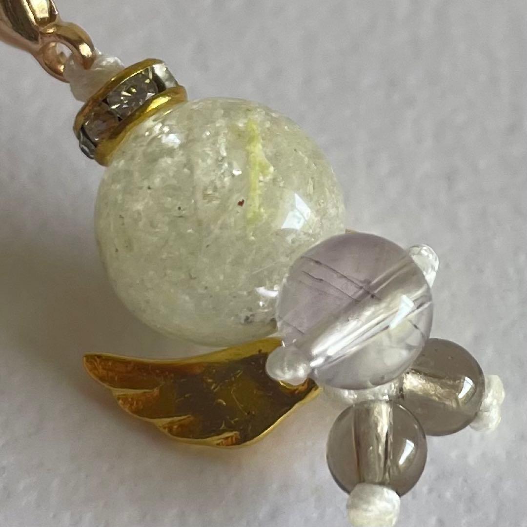 809 天然石　天使　ホワイトガーデンルチル　スモーキークォーツ　スーパーセブン