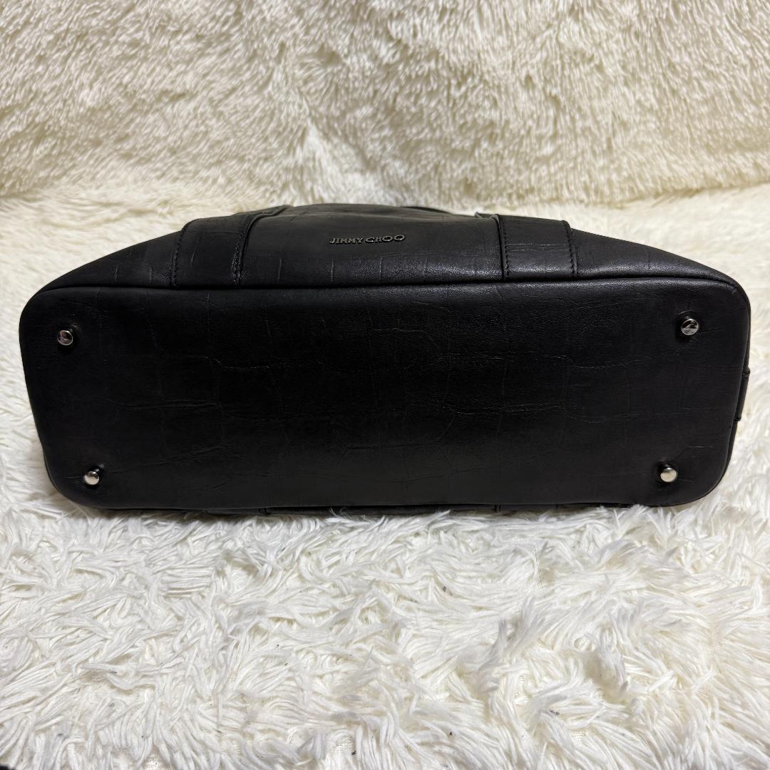希少✨ジミーチュウ トートバッグ クロコ型押し レザー 肩掛け A4 ブラック