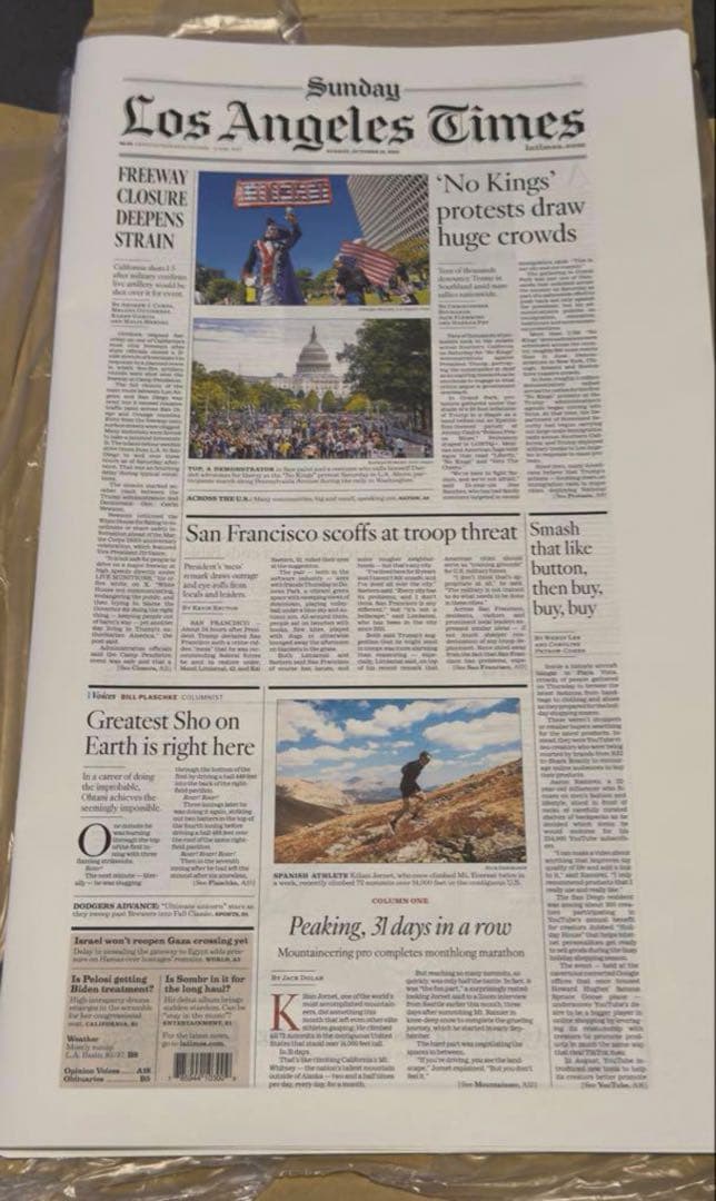 ドジャース 大谷翔平 『伝説の試合記念号】ロサンゼルスタイムズ　額縁入※最終入荷