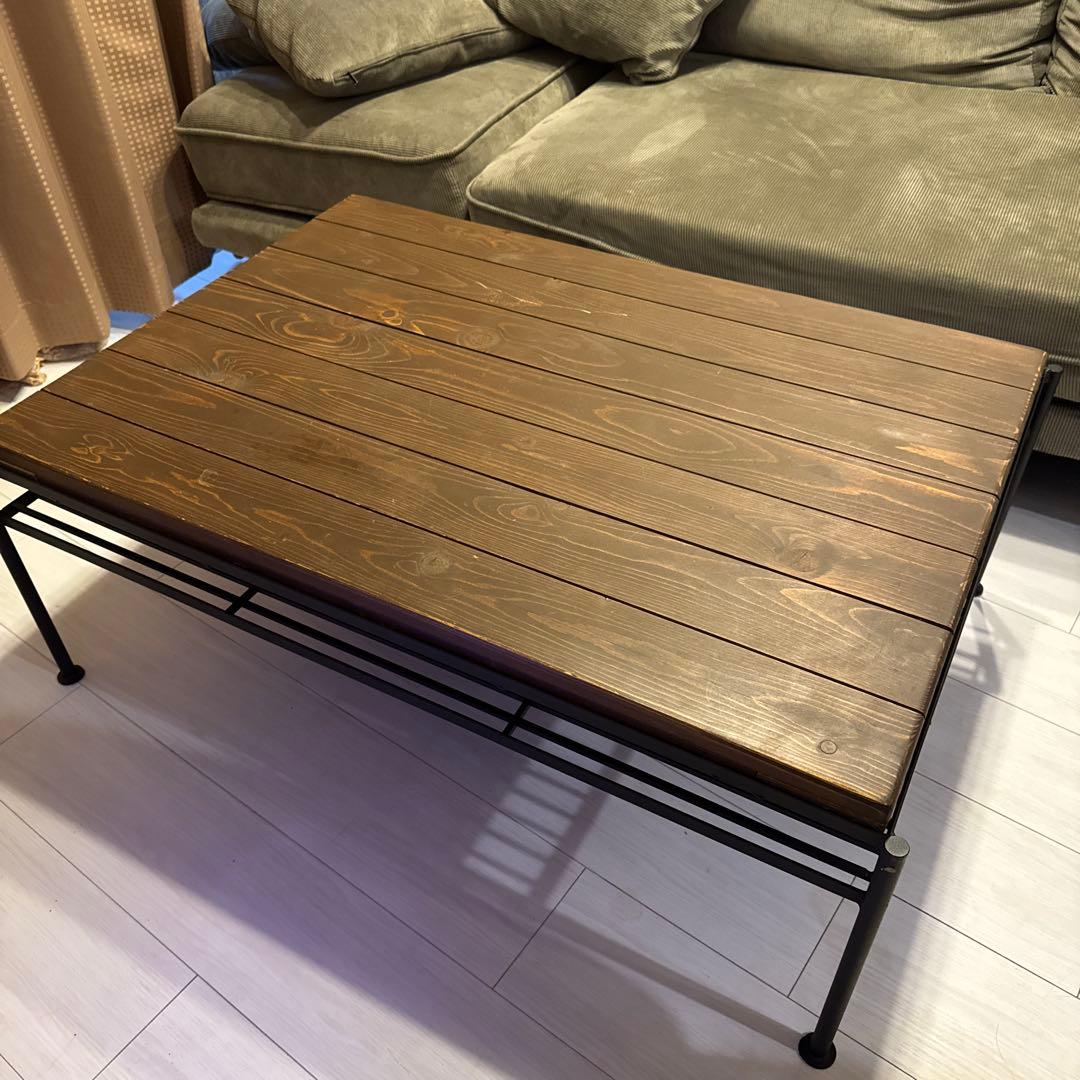 ダークブラウン木製ローテーブル