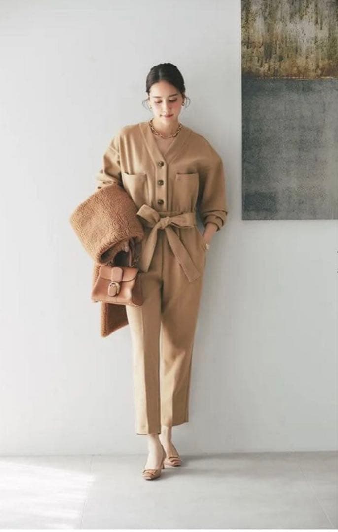 seventenウールライクオールインワン(キャメル) オールインワン