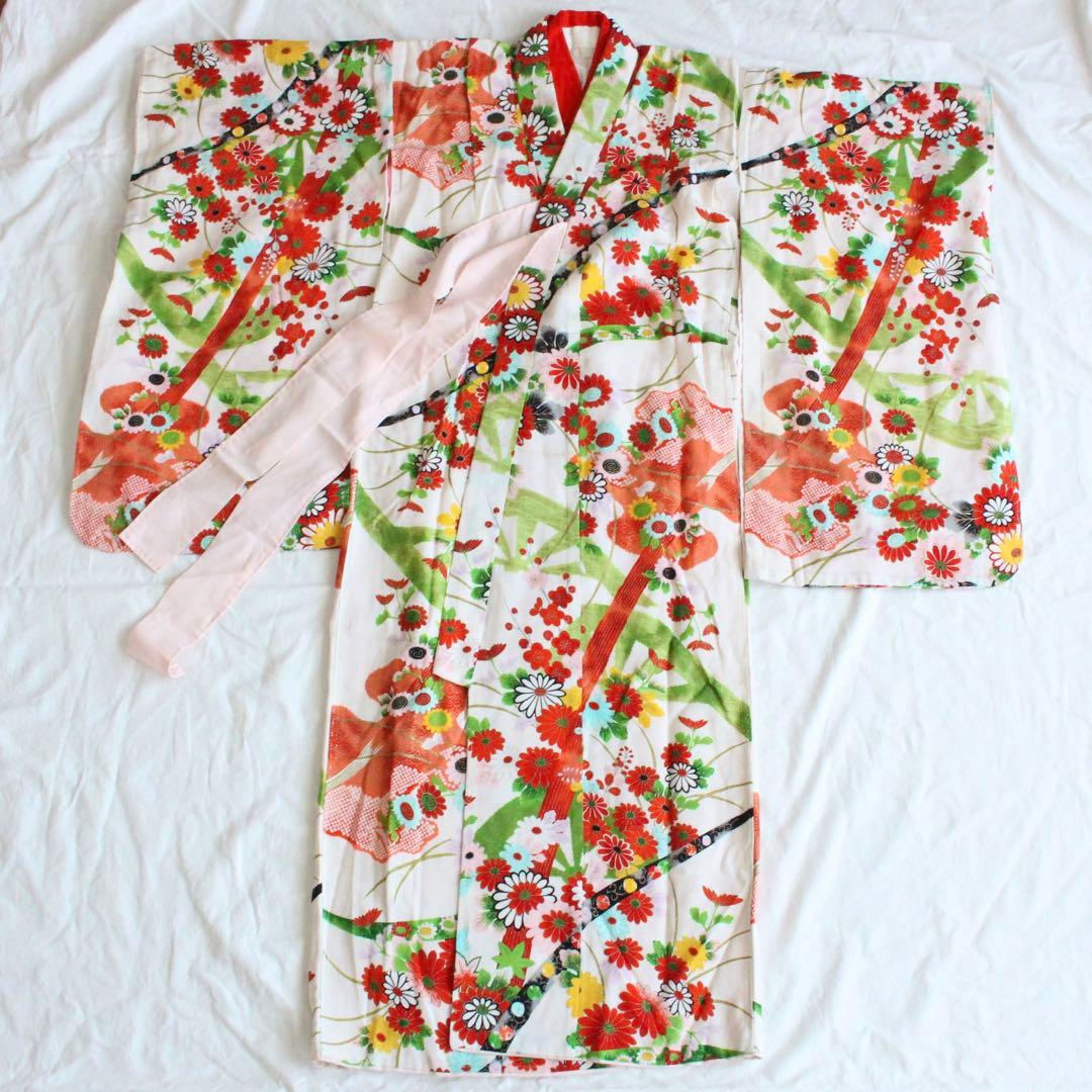 七五三 7歳 女の子 子供 アンティーク 着物 つくり帯 セット
