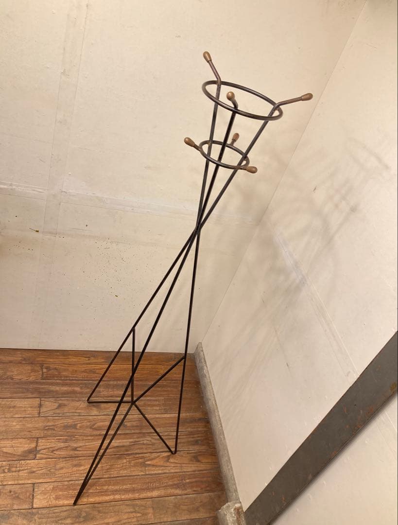 60'sヴィンテージ 鉄×真鍮 スチールコートハンガー フランスアンティーク