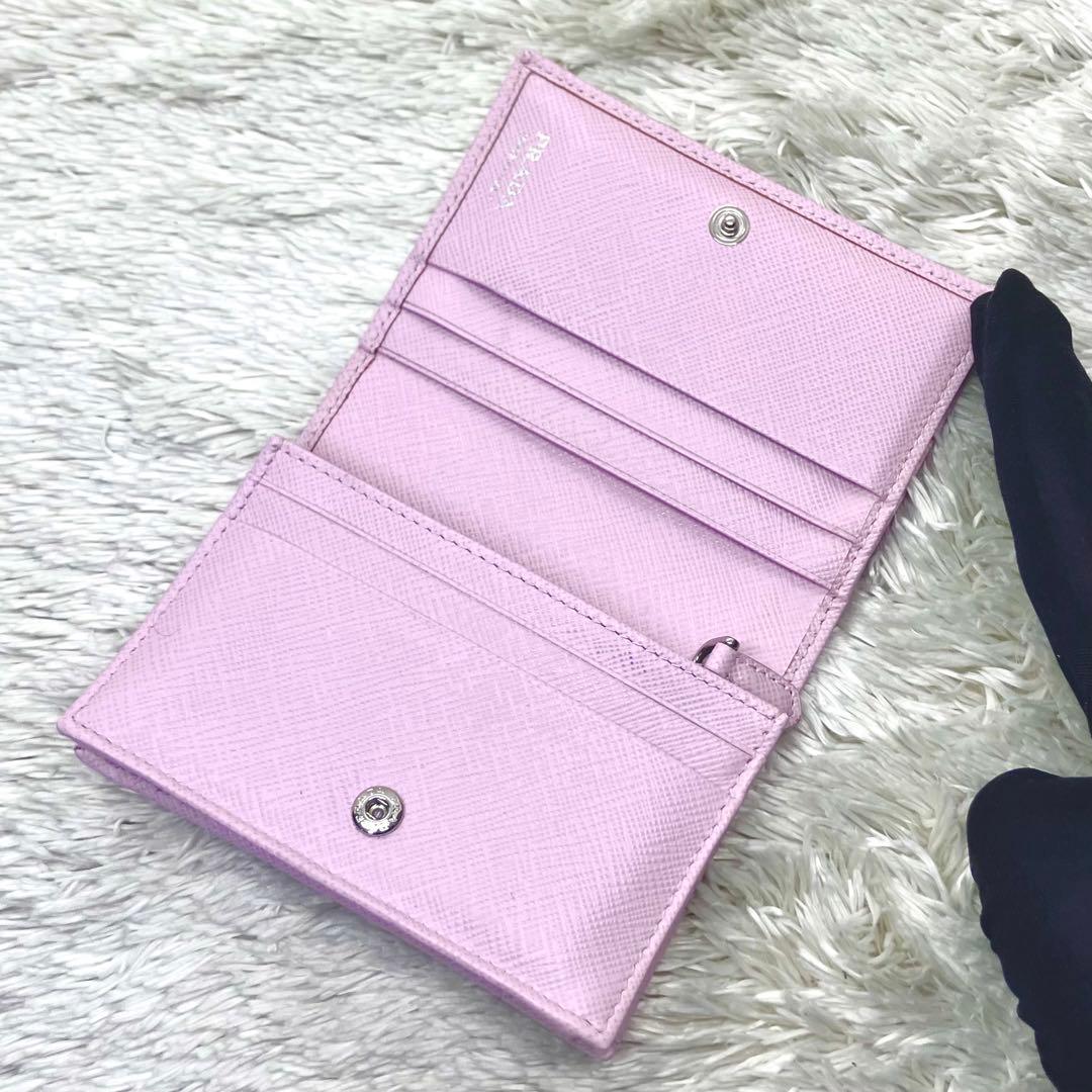 現行極美品✨ PRADA RFID内蔵 二つ折り財布 サフィアーノ 三角ロゴ