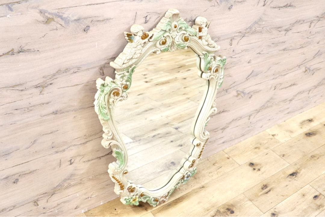 GMGK24○ドレッシングミラー ウォールミラー 鏡 姿見 花模様 エレガン