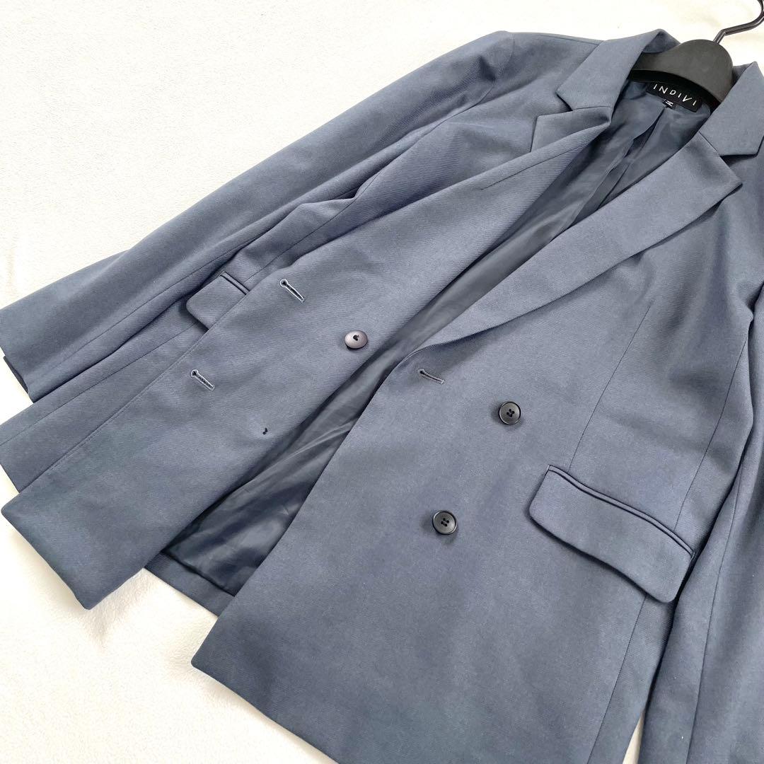 美品✨インディヴィ ダブル テーラードジャケット パンツ セットアップ スーツ