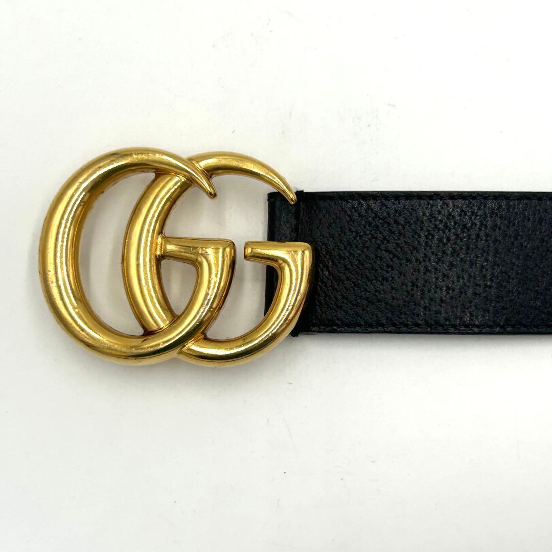 GUCCI グッチ ベルト GGマーモント レザー ブラック ゴールド