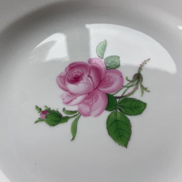 マイセン　ひとつ花　デザートプレート　ピンクローズ　2枚