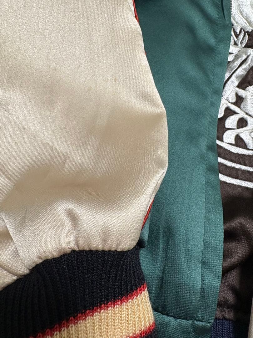 東洋テーラー スカジャン ブラウン/グリーン リバーシブル サイズL