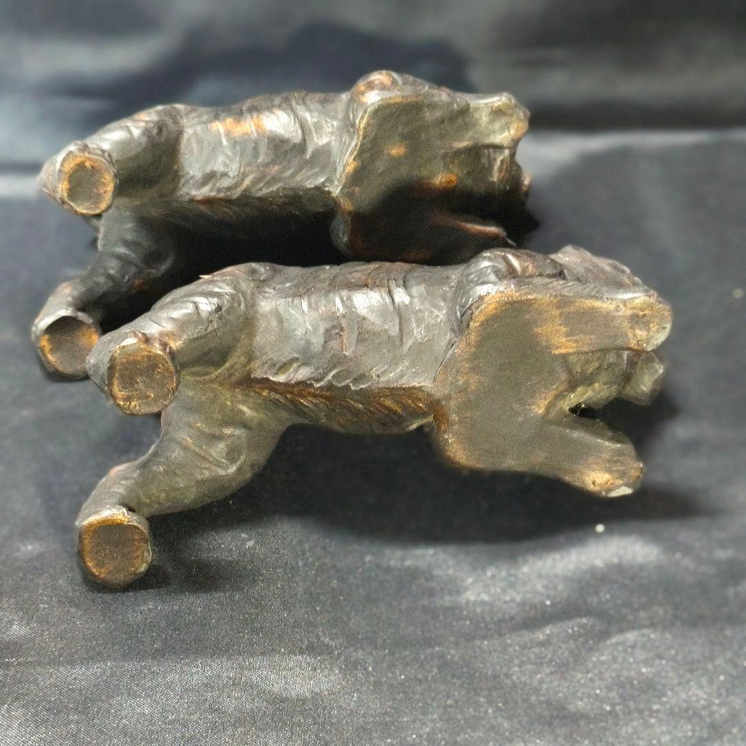 中国骨董 虎2頭 陶芸品 無銘時代物 古美術品 アンティーク コレクター放出美品