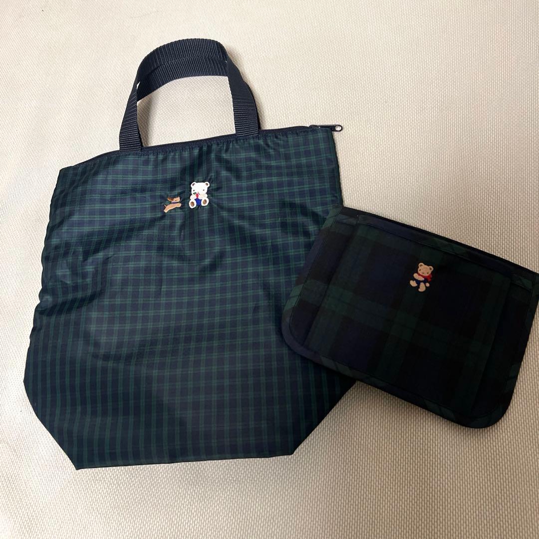 ファミリア ブラックウォッチ シューズケース 付けポケット 未使用