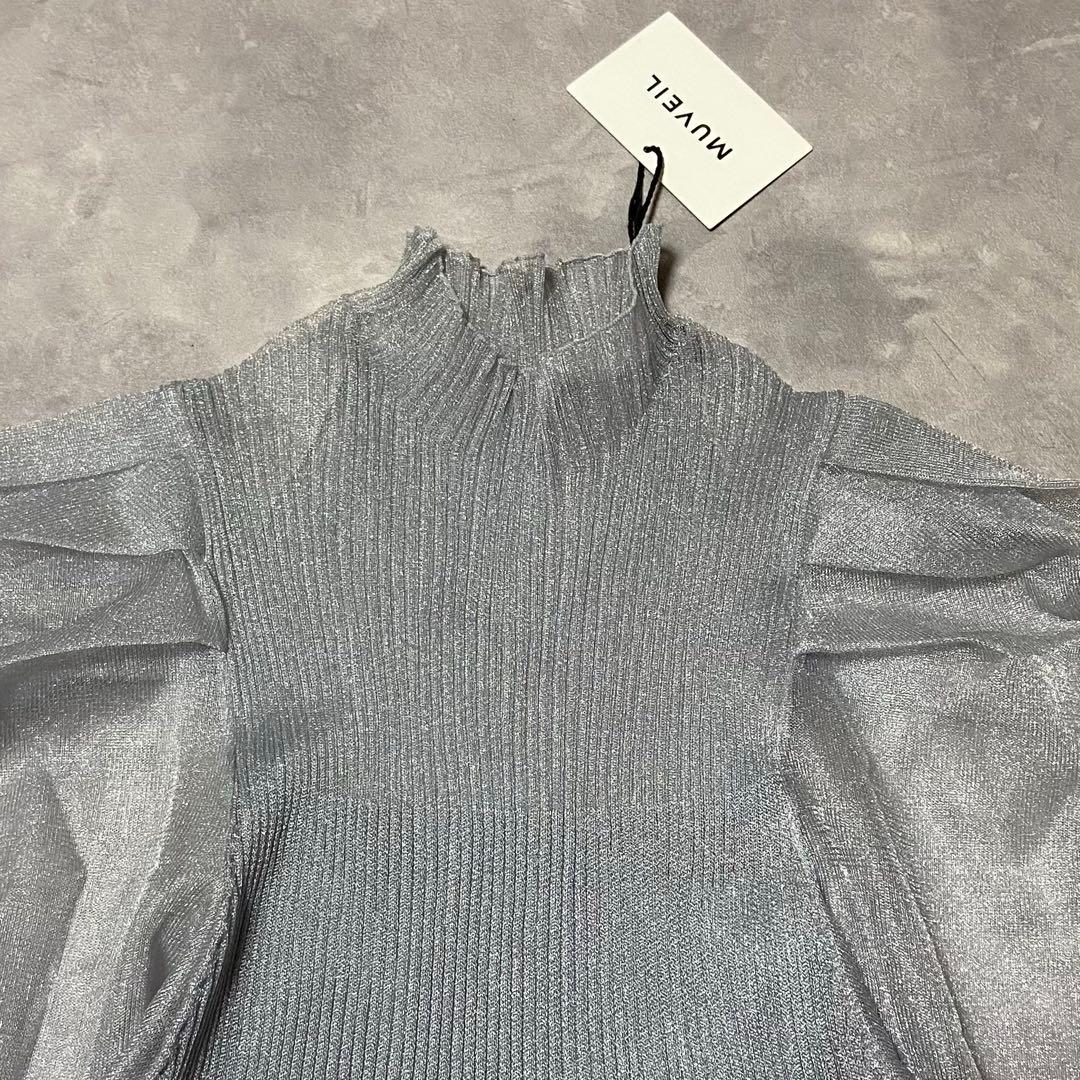 【未使用】ミュベール パフスリーブラメプルオーバー