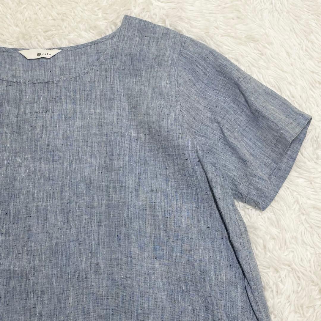 【極美品】ワフ　半袖ブラウス・ふわっと 軽くやさしい 肌触り・リネン(麻)