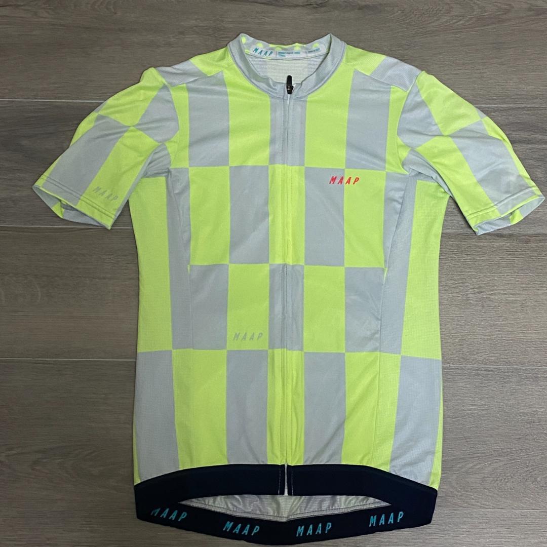 【美品】 サイクルジャージ XS イエロー系 チェッカー