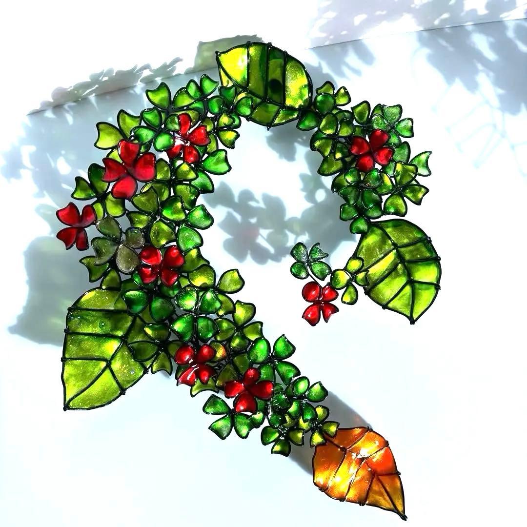 紫陽花リース　ワイヤークラフト　ディップアート 壁飾り　インテリア　アート