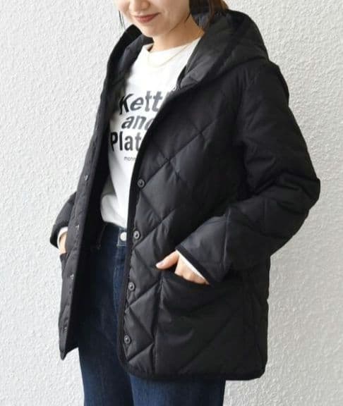 黒 フード付き TAION ダウンキルティングジャケット