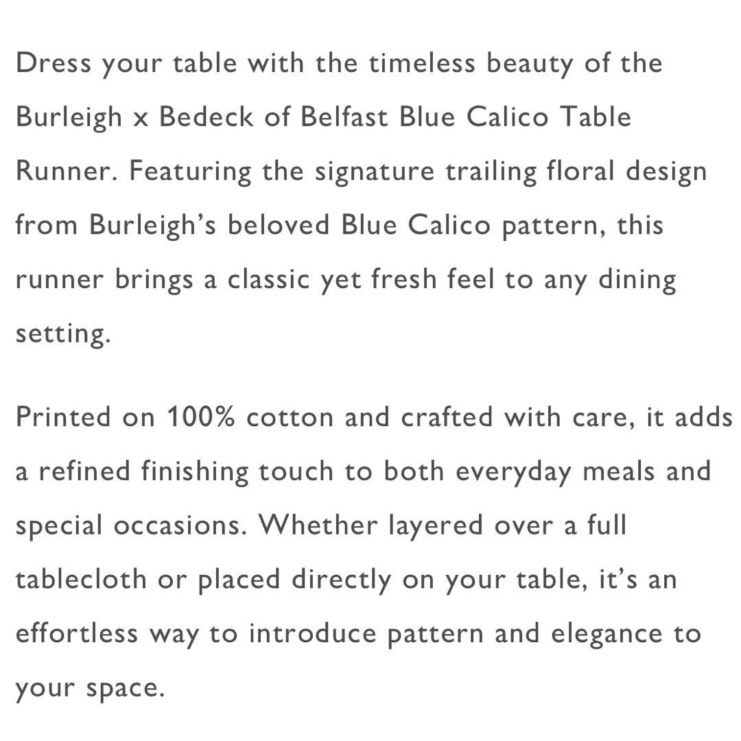 【英国限定】バーレイ×Bedeck テーブルランナー　ブルーキャリコ