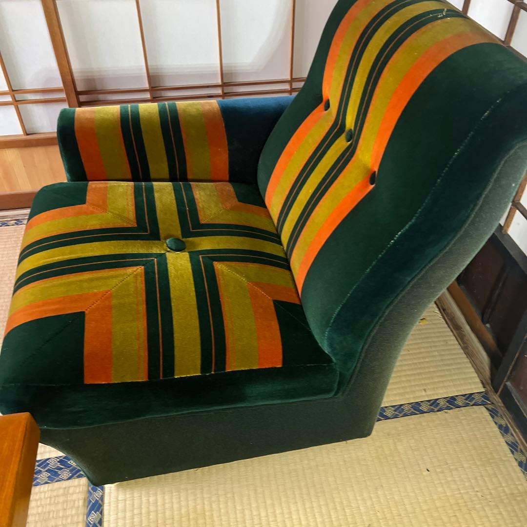 レトロ ストライプ 1人掛けソファ