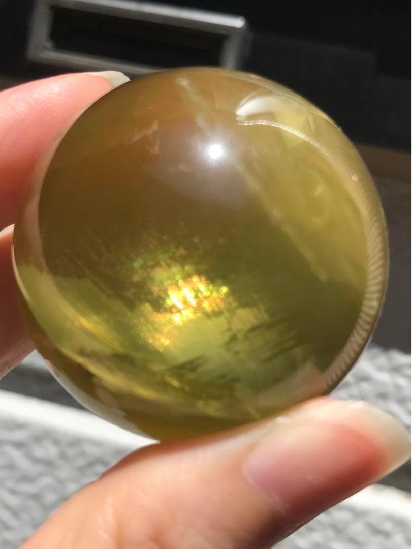☘️S①❤︎虹入り❤︎シトリンクォーツ丸玉　天然石　パワーストーン
