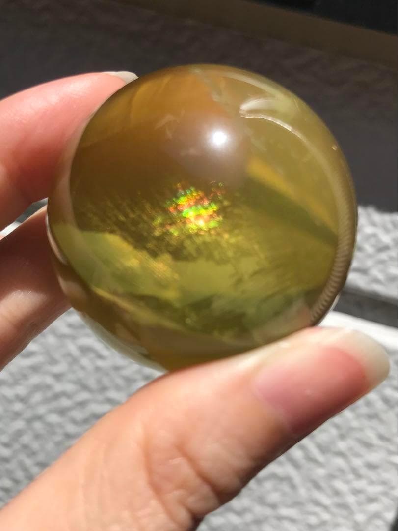 ☘️S①❤︎虹入り❤︎シトリンクォーツ丸玉　天然石　パワーストーン