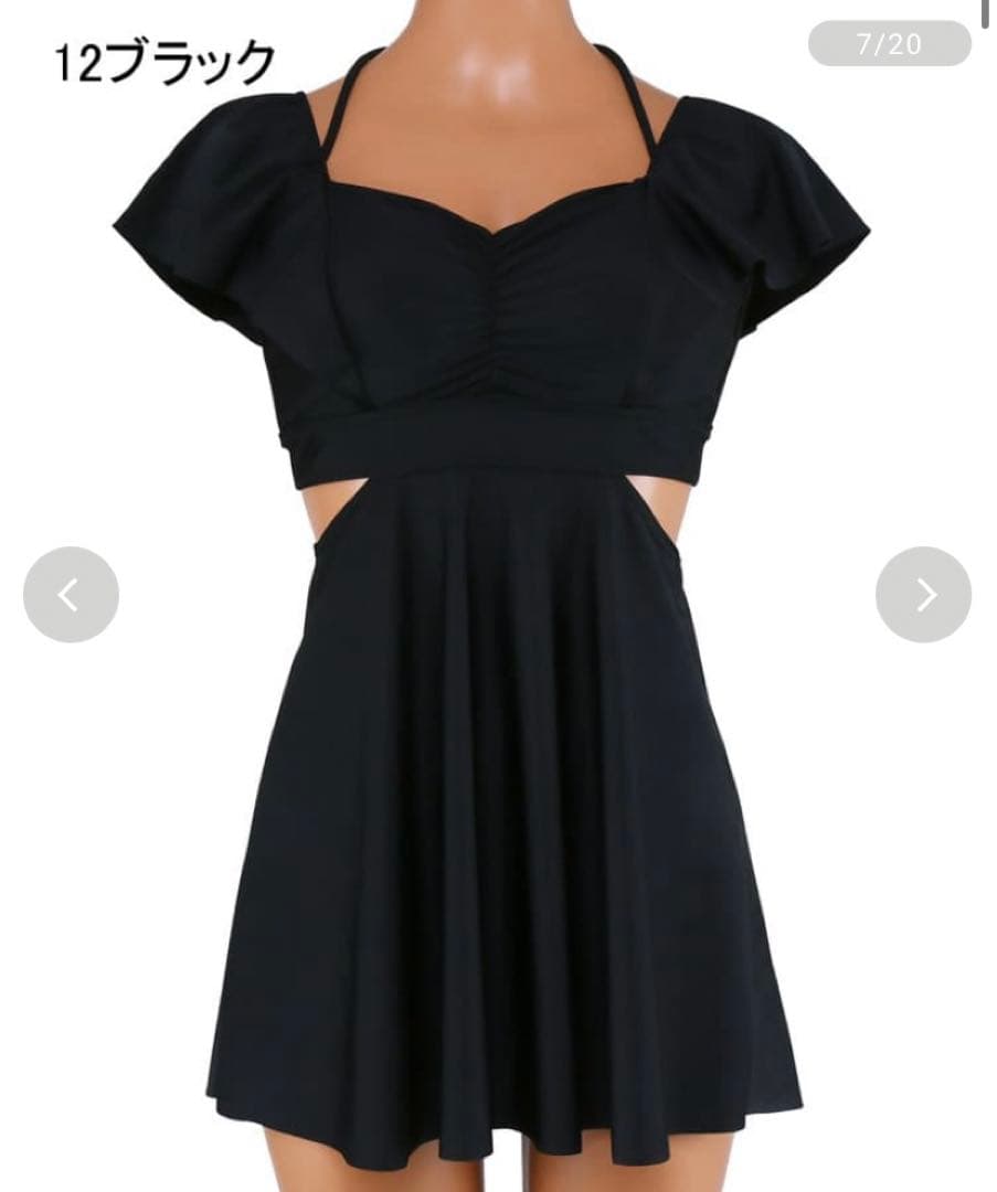 無地ショルダーワンピース風　2点セット　水着　sanai