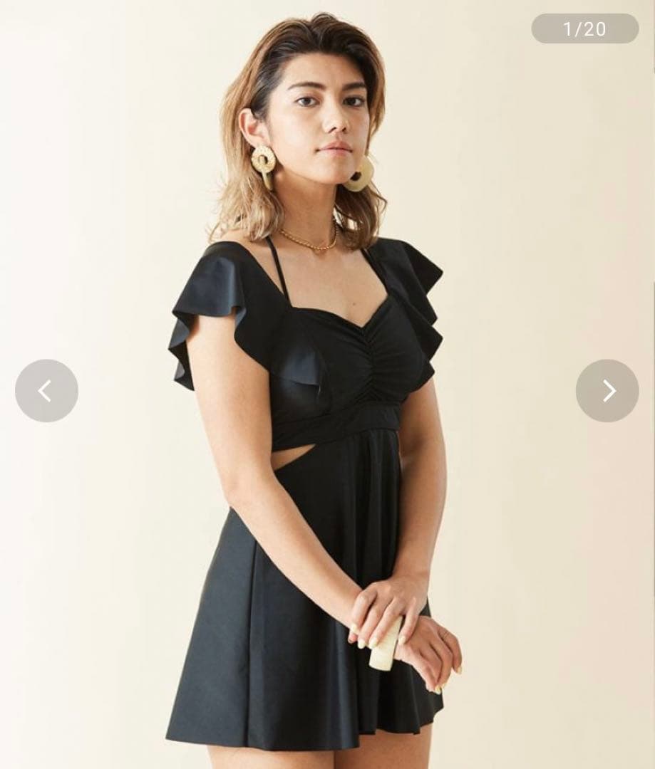 無地ショルダーワンピース風　2点セット　水着　sanai