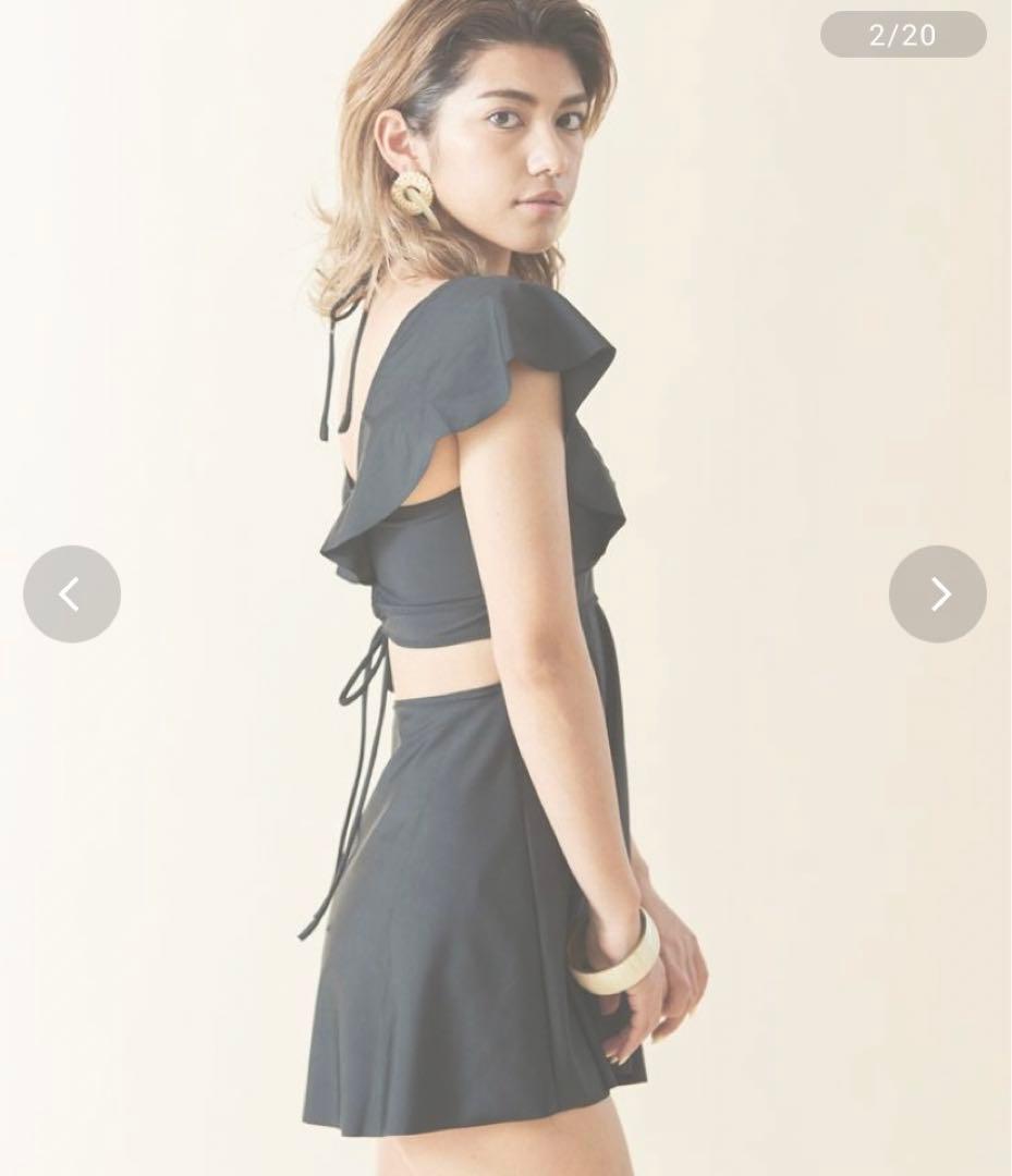 無地ショルダーワンピース風　2点セット　水着　sanai