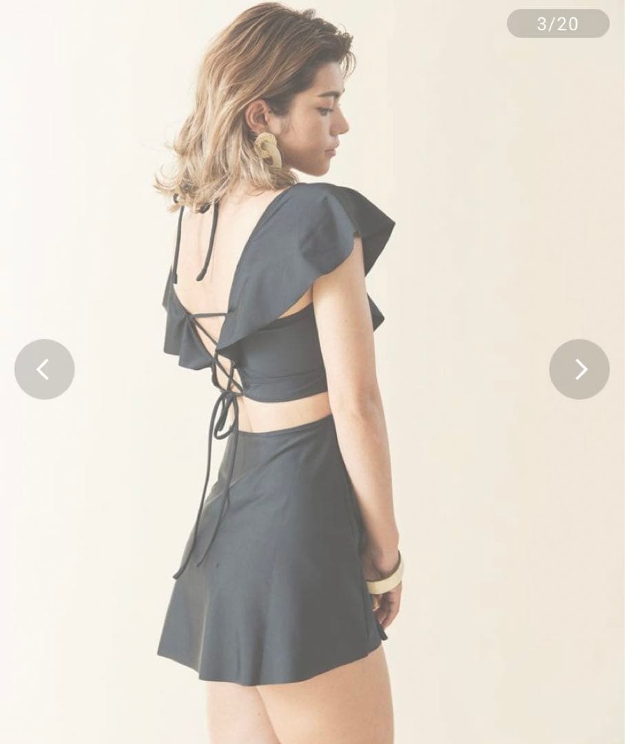 無地ショルダーワンピース風　2点セット　水着　sanai