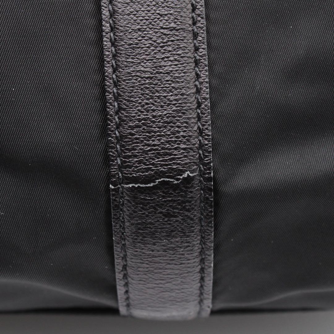 【美品】PRADA 三角ロゴプレート ボストンバッグ ナイロン レザー 黒色