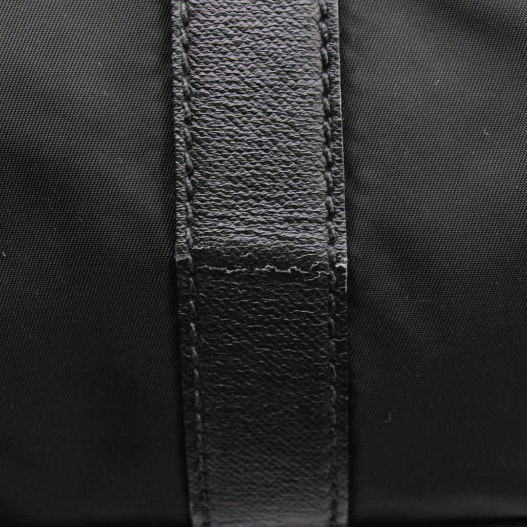 【美品】PRADA 三角ロゴプレート ボストンバッグ ナイロン レザー 黒色