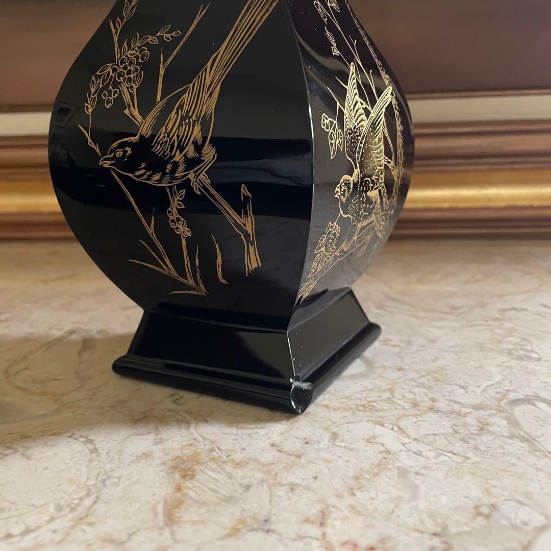 BACCARAT♡ バカラ　漆黒　金彩　ジャポニズム　シノワズリ　鳥紋　花瓶