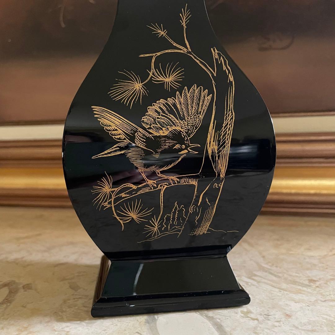 BACCARAT♡ バカラ　漆黒　金彩　ジャポニズム　シノワズリ　鳥紋　花瓶