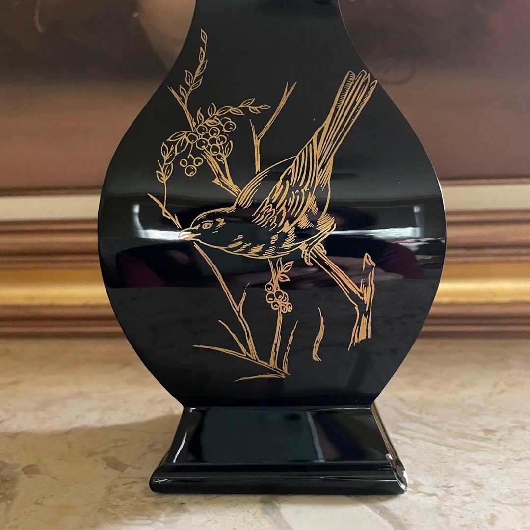 BACCARAT♡ バカラ　漆黒　金彩　ジャポニズム　シノワズリ　鳥紋　花瓶