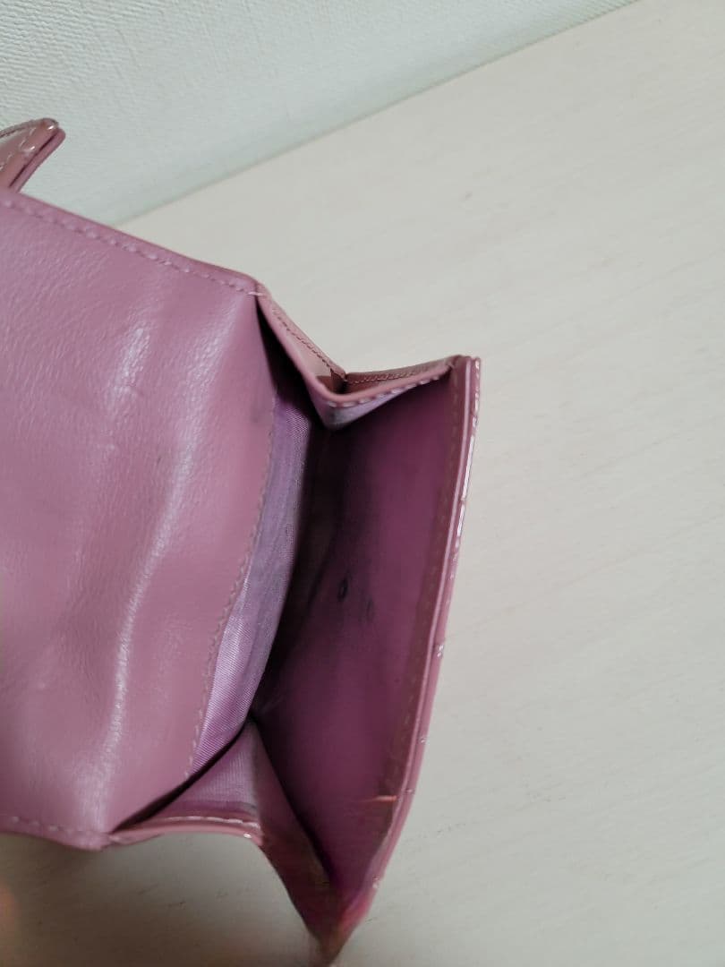 Dior ロータス ウォレット カナージュ パテントカーフスキン財布　ピンク