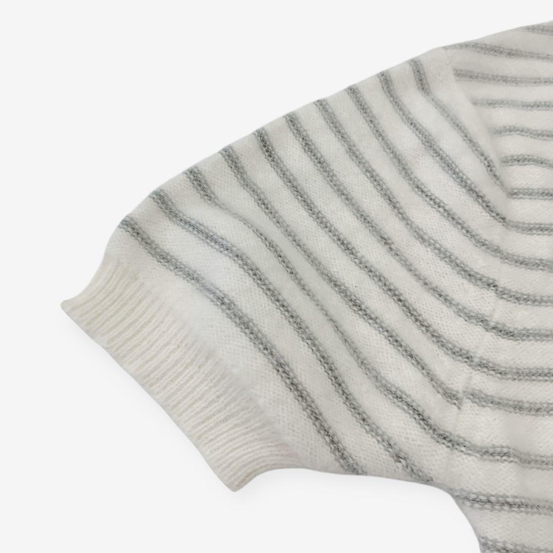 ディオール Dior セーター ニット ボーダー リボン 半袖 Vネック