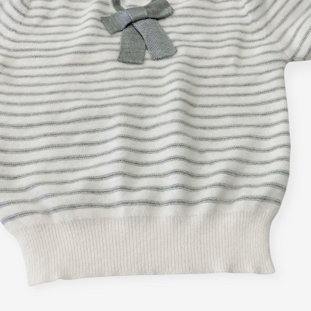 ディオール Dior セーター ニット ボーダー リボン 半袖 Vネック