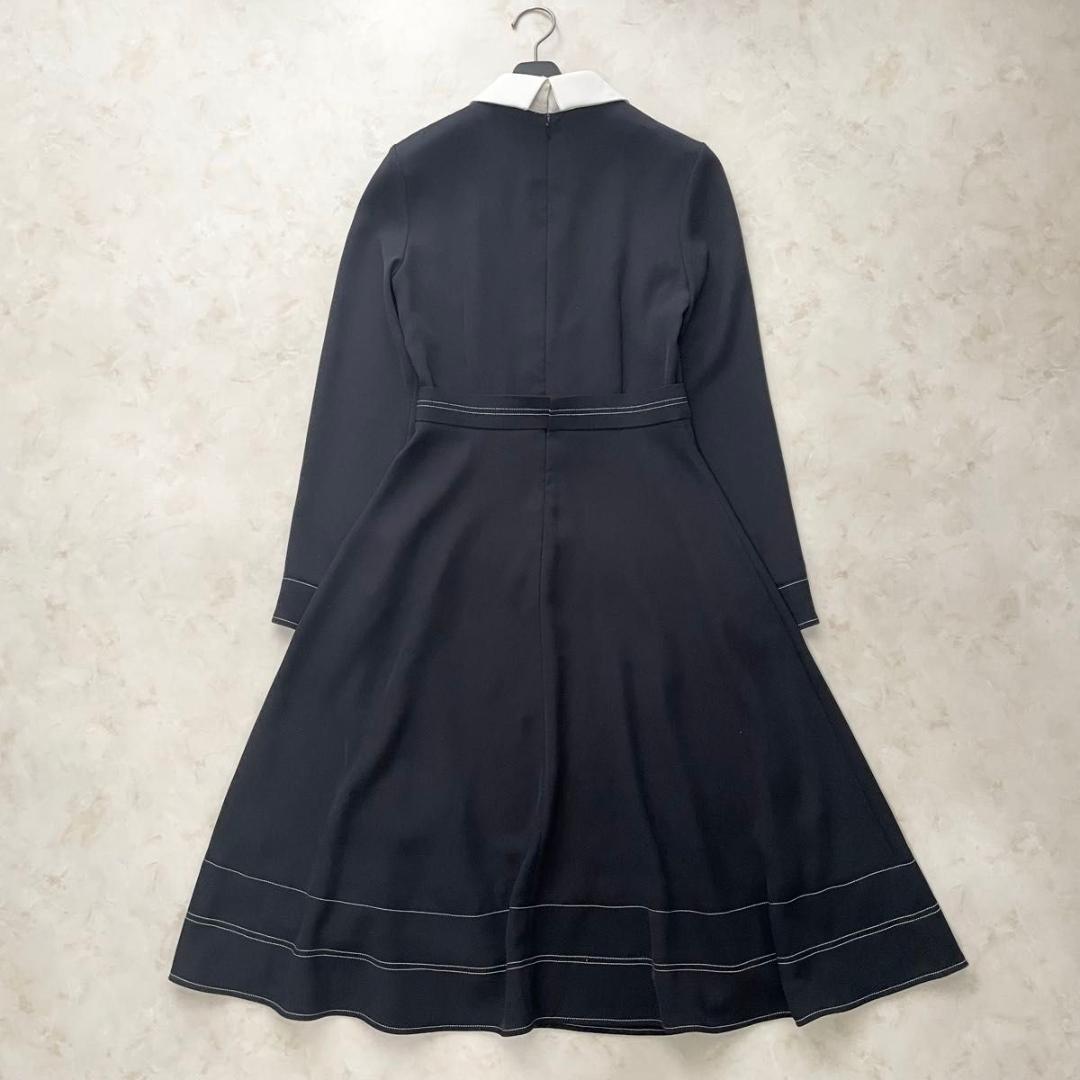 sov.ソブ　ダブルサテンワンピース　白襟　マキシ丈　フレア　Aライン　36　S