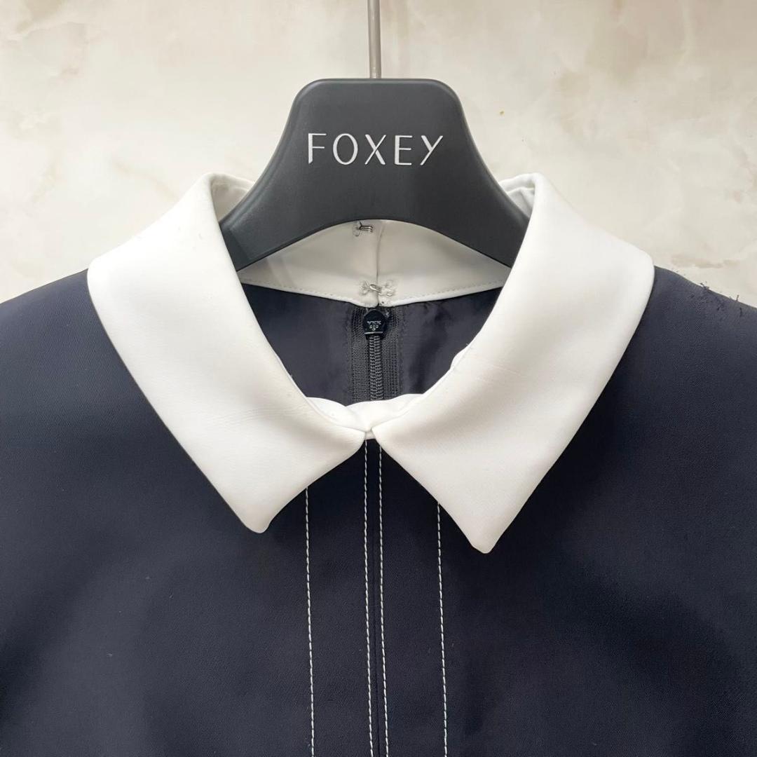 sov.ソブ　ダブルサテンワンピース　白襟　マキシ丈　フレア　Aライン　36　S