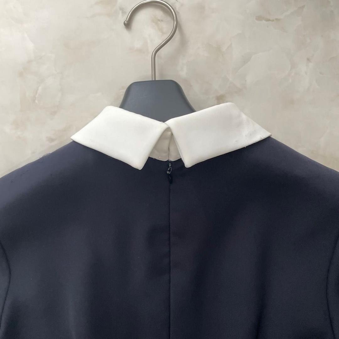 sov.ソブ　ダブルサテンワンピース　白襟　マキシ丈　フレア　Aライン　36　S