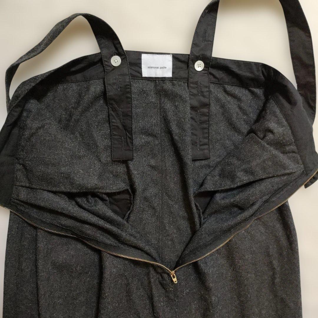solamonat poche オーバーオール サロペット ダークグレー ウール